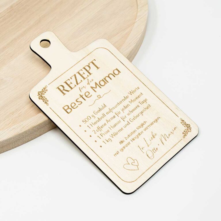 Holzkarte - Muttertag Rezept für die beste Mama