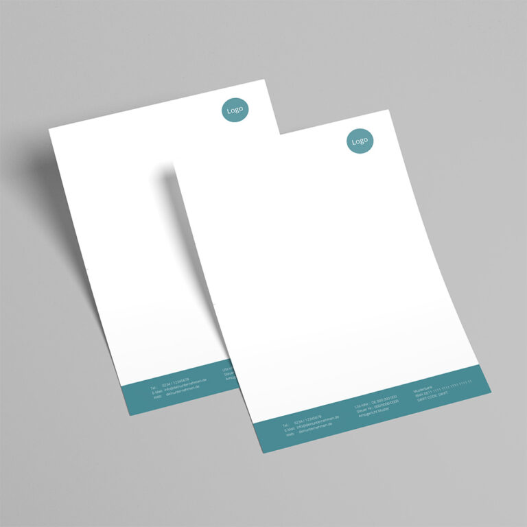 Neutrales Briefpapier Design mit Farbe Petrol