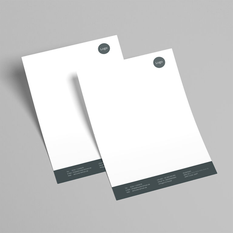 Neutrales Briefpapier Design mit Farbe dunkelblau