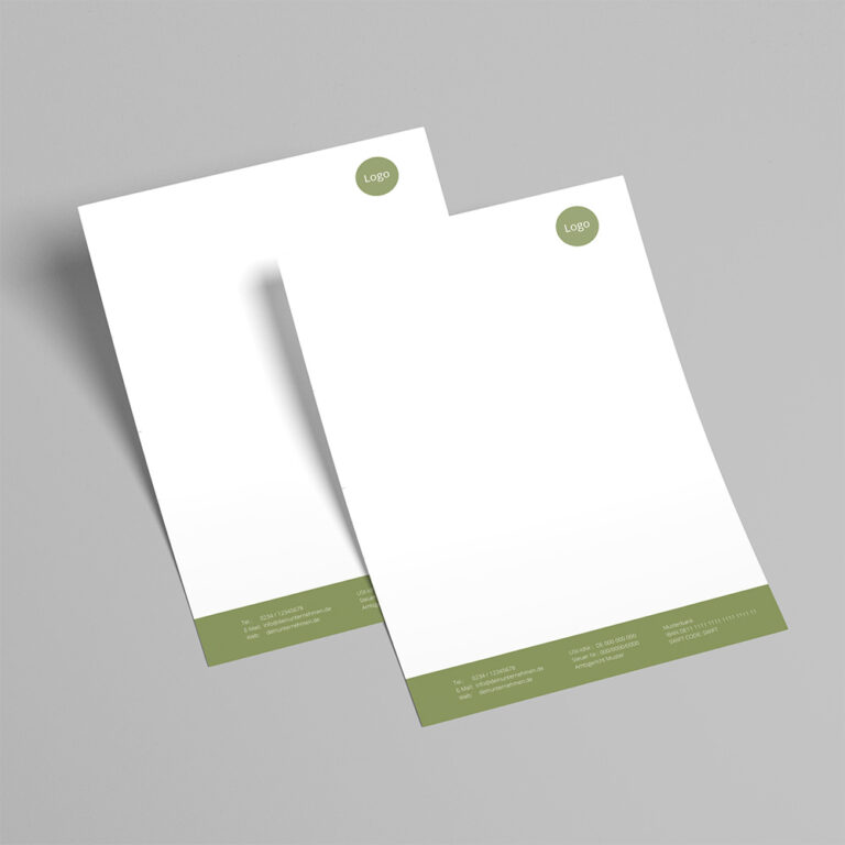 Neutrales Briefpapier Design mit Farbe Grün